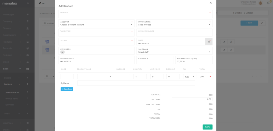 Yeni Satış Faturası Ekleme Ekranı
